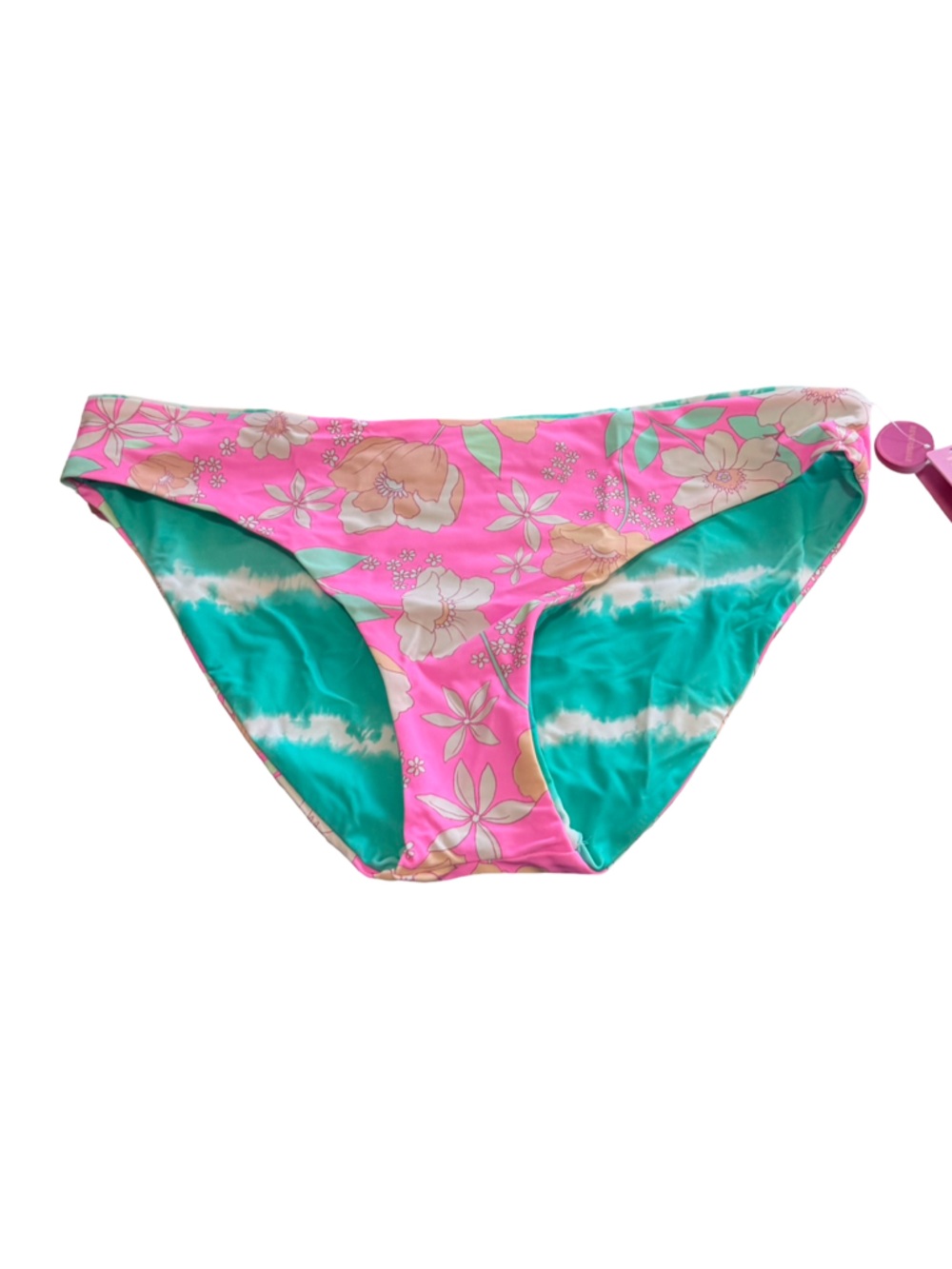Reversible Pink Floral & Teal Women Swim Bottoms